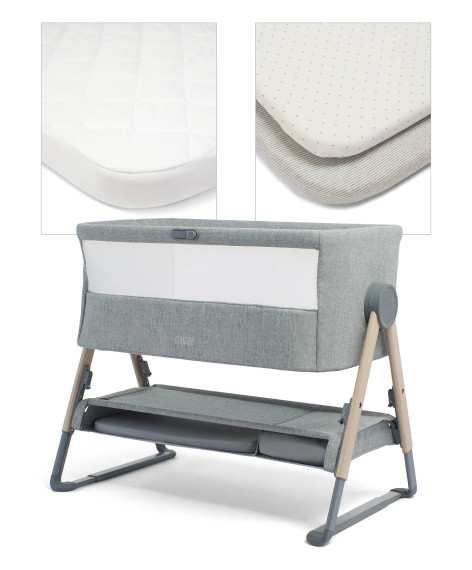 Mamas & Papas Lua Bedside Crib Bundle - Grey