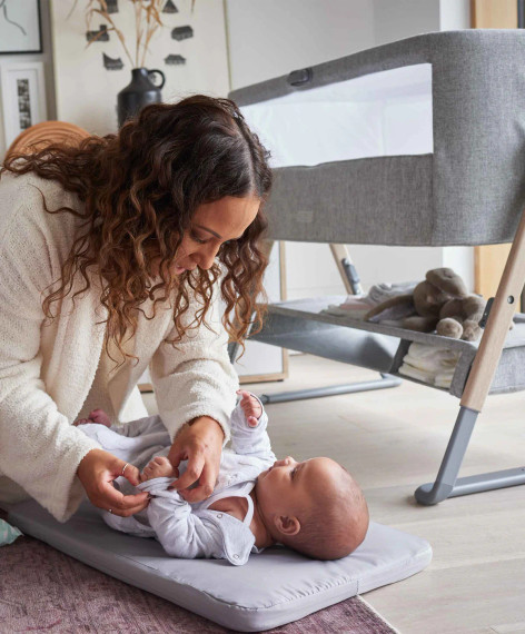 Mamas & Papas Lua Bedside Crib Bundle - Grey