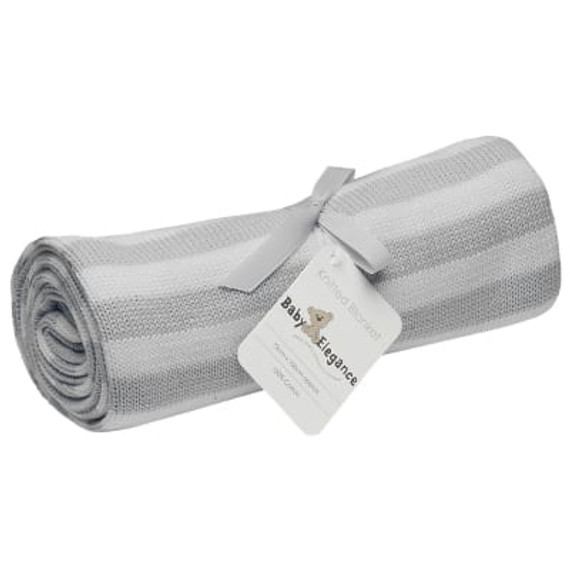 Baby Elegance Grey & White Pearl Knit Blanket