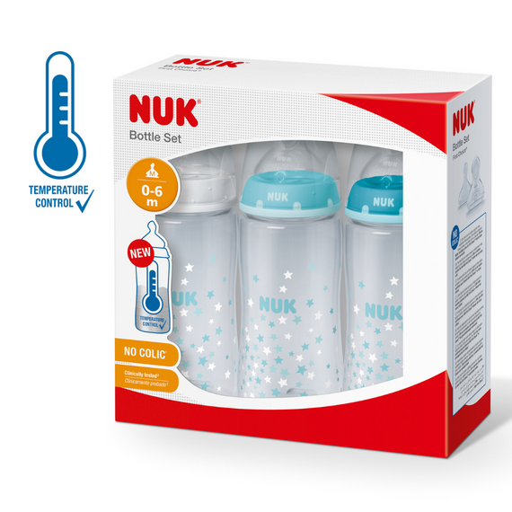 NUK First Choice+ Triple Set Temperature Bottles - Blue