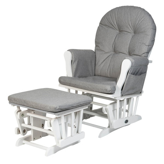 Babylo Brompton Glider Nursing Chair & Foot Stool - Grey/White