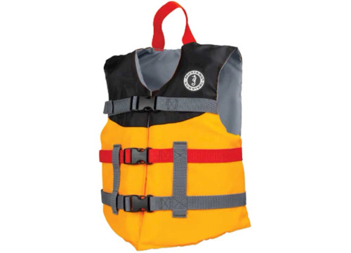 MUSTANG SURVIVAL YOUTH LIVERY FOAM VEST ;MANGO-BLACK ;NO SIZE|MV2300-203-0