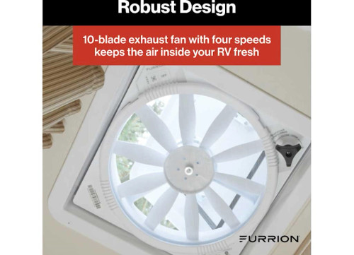 FURRION RV ROOF VENT FAN W/ LID INSTALL KIT, 14IN WHITE|2023042193