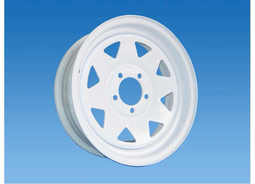 TOW-RITE 13"X4.5" WHITE 8 SPOKE RIM, BP 4-4, ET 0, CB 2.95, 1,725 LBS|RT3721