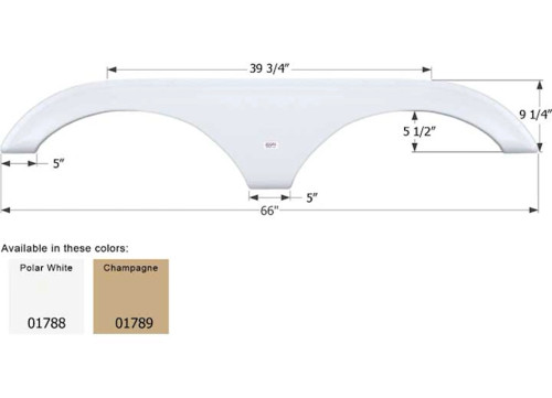 ICON REPLACEMENT TANDEM AXLE FENDER SKIRT FOR DUTCHMEN RVS - 66" X 9-1/4", POLAR WHITE|1788