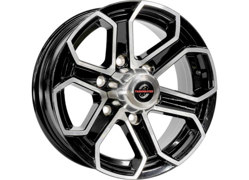 TASKMASTER 15X6 6X5.5 BLACK MACHINED FACE 6-SPOKE 4.25CB 2835LCC|WA-15060655-BMFS-16024-6SP