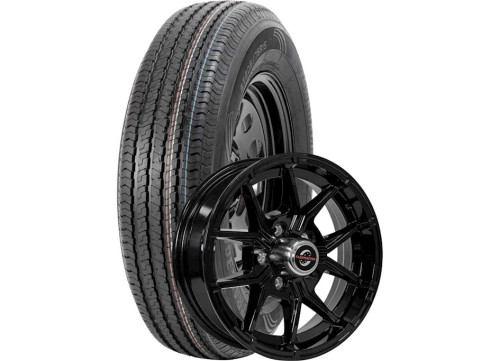 TASKMASTER RAMBLER TRAILER ASSY ST235/80R16 LRE ON 16X6 8X6.5 BLACK MACHINED LIP & FACE ALUMINUM WHEEL 3520LCC|B-23580R160E-F-60865BMBB2-V