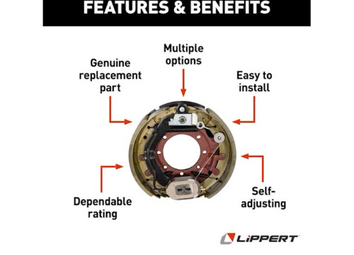 LIPPERT 12.25IN X 3.38IN LH BRAKE ASSY, 7 BOLT, (BULK-162 PC)|181935