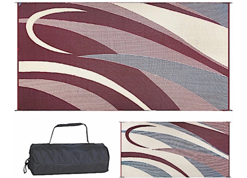 MING’S MARK STYLISH CAMPING 8 FT. X 16 FT. GRAPHIC MAT - BURGUNDY/BLACK|GB5