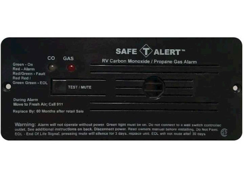 SAFE-T-ALERT 35 SERIES RV DUAL CO/LP ALARM - BLACK, FLUSH MOUNT|35-742-BL