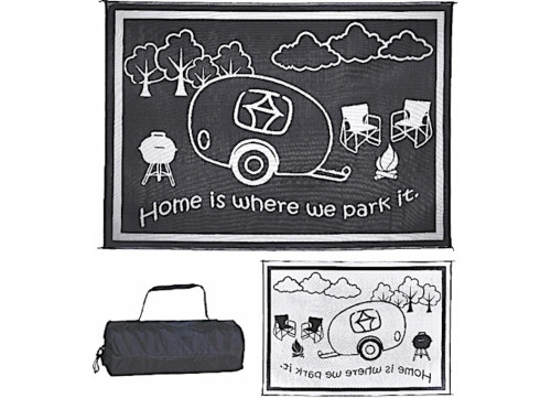 MING’S MARK STYLISH CAMPING 8 FT. X 11 FT. RV HOME MAT - BLACK/WHITE|RH8111