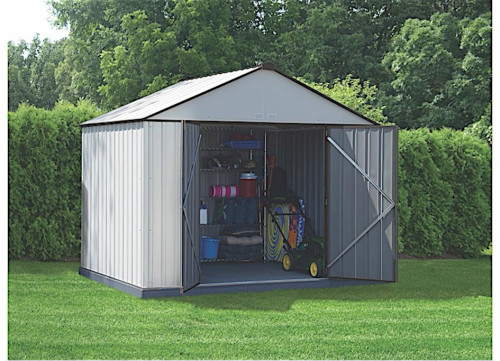 ARROW EZEE SHED STEEL STORAGE SHED - 10 FT. X 8 FT. X 8 FT. CREAM W/CHARCOAL TRIM|EZ10872HVCRCC