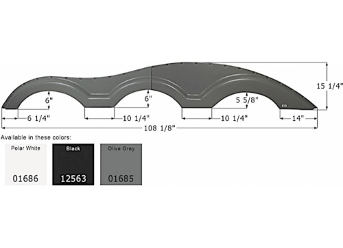 ICON TECHNOLOGIES LIMITED RV FENDER SKIRT, TRIPLE, KEYSTONE, FS1000, BLACK, LH|12563