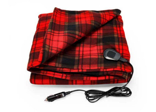 CAMCO HEATED BLANKET, 12VOLT, 59IN X 43IN, RED/BLACK PLAID|42804