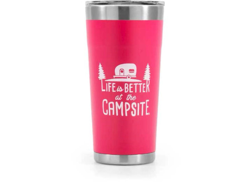 CAMCO LIFE IS BETTER AT THE CAMPSITE PAINTED TUMBLER - 20 OZ. CORAL PINK|53061