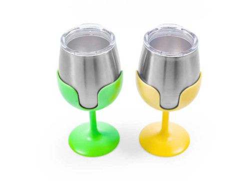 CAMCO LIFE IS BETTER AT THE CAMPSITE WINE TUMBLER SET - GREEN/YELLOW|51916