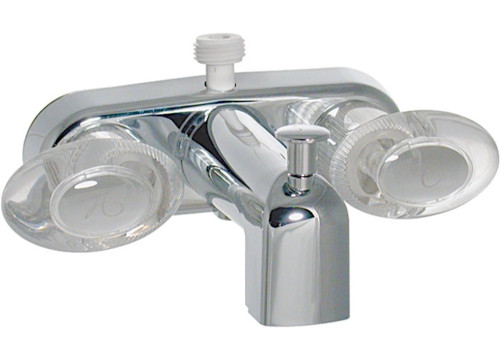 VALTERRA PRODUCTS LLC TUB DIV FAUCET W/ D-SPUD, 4IN, 2 LEVER, 1/4 TURN, PLASTIC, CHROME|PF223361