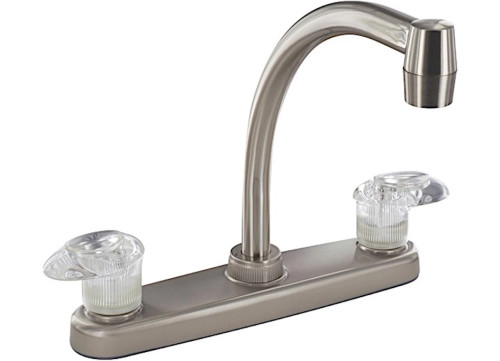 VALTERRA PRODUCTS LLC KITCHEN FAUCET, 8IN HI-ARC, 2 LEVER, 1/4 TURN, PLASTIC, BRUSHED NICKEL|PF221402