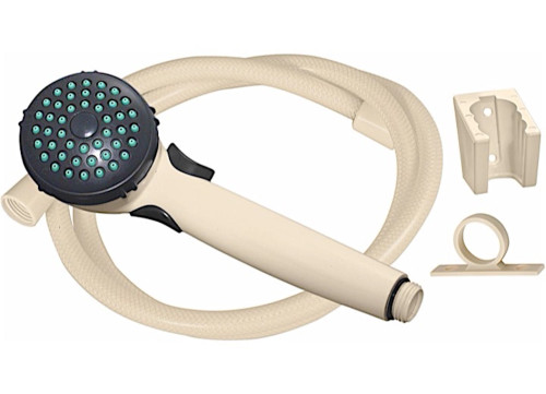 VALTERRA PRODUCTS LLC SHOWER HEAD KIT, TRICKLE SHUT-OFF, 60IN VINYL HOSE, BISCUIT|PF276043