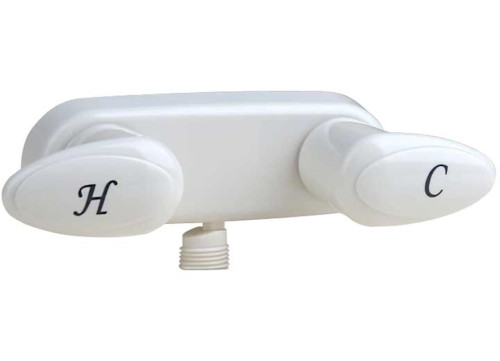 VALTERRA PRODUCTS LLC SHOWER VALVE W/ VAC BRKR, 4IN, 2 LEVER, 1/4 TURN, PLASTIC, WHITE|PF223241