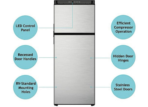 NORCOLD POLAR N10DC STAINLESS STEEL 12V DC 10 CU. FT. REFRIGERATOR (RIGHT HAND SWING)|N10DCSSR