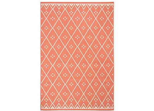 SAFAVIEH COURTYARD COLLECTION OUTDOOR 5'3"X7'7" MEDIUM RECTANGLE RUG - TERRACOTTA/LIGHT BEIGE|CY6303-231-5