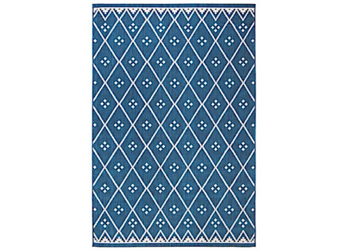 SAFAVIEH COURTYARD COLLECTION OUTDOOR 5'3"X7'7" MEDIUM RECTANGLE RUG - NAVY/LIGHT BEIGE|CY6303-258-5