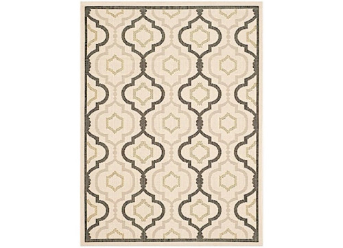 SAFAVIEH COURTYARD COLLECTION OUTDOOR 2'7"X5' SMALL RECTANGLE RUG - BEIGE/BLACK|CY7938-256A21-3