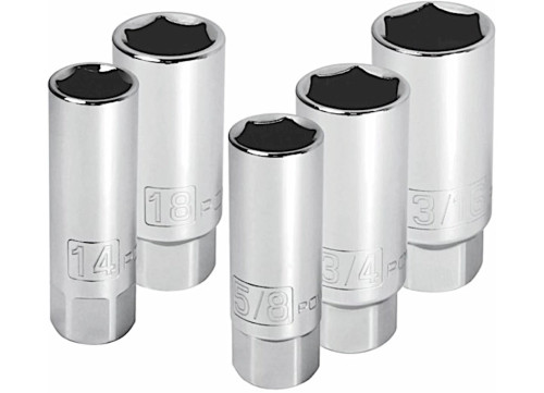 POWERBUILT 5 PIECE 3/8 INCH DRIVE SPARK PLUG SOCKET SET|640855
