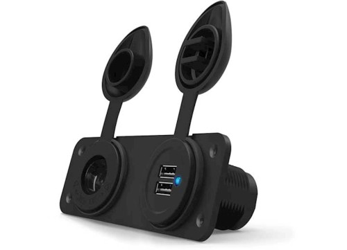 FURRION 12V DC SOCKET + DUAL USB CHARGER SOCKET DOUBLE WALL PLATE AM|2021124470
