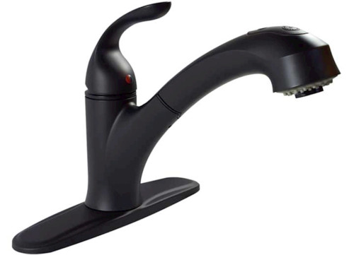 VALTERRA PRODUCTS LLC PREMIUM SINGLE HANDLE PULL OUT FAUCET, MATTE BLACK|PF231741