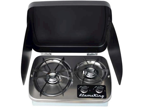 FLAME KING 2 BURNER BUILT-IN RV TRAILER STOVE W/WIND SHIELD|YSNHT600