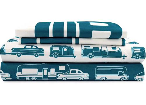 LIFE IS BETTER AT THE CAMPSITE LIBATC, SHEETS BLUE/WHITE RV PATTERN, SHORT QUEEN|53298