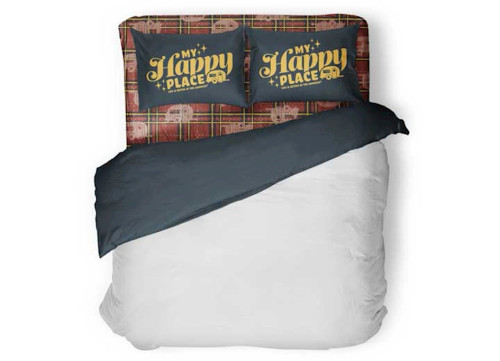 LIFE IS BETTER AT THE CAMPSITE LIBATC, RED PLAID BED SHEETS, SHORT QUEEN|53119