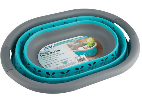 CAMCO COLLAPSIBLE UTILITY BASKET, SMALL, GRAY/TEAL|51902