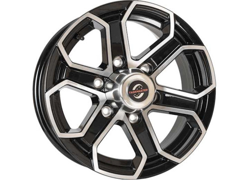 TASKMASTER ALUM TRLR WHEEL - 15X6 6X5.5 BLK MACHINED FACE 6-SPOKE, 3.19CB, 0OS, 2835LCC|LZA560655BMF