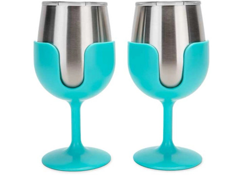 LIFE IS BETTER AT THE CAMPSITE LIBATC, WINE TUMBLER 2-PACK, 8OZ., BLUE|53484