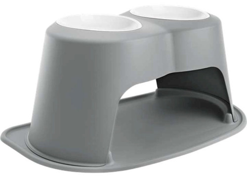 WEATHERTECH PET FEEDING SYSTEM DOUBLE HIGH 96 OZ 14IN POLY BOWL DARK GREY|PDHC9614DGDG