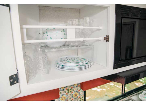 CAMCO DOUBLE REFRIGERATOR BAR - EXTENDS 19" TO 34", WHITE|44074