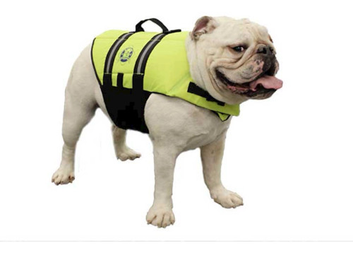 PAWS ABOARD DOG LIFE JACKET, NEON YELLOW, MEDIUM|1400