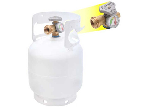 FLAME KING 5LB REFILLABLE STEEL PROPANE TANK CYLINDER W/OPD VALVE AND BUILT-IN GAUGE|YSN5LB-GAUGE
