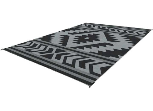 KUMA OUTDOOR GEAR REVERSIBLE OUTDOOR MAT – 9’ X 9’, SANTA FE BOHO, BLACK/GREY|876-KM-SFB-GB-9