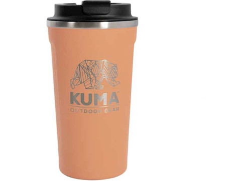 KUMA OUTDOOR GEAR COFFEE TUMBLER – 17 OZ., FLAMINGO, VACUUM SEALED DOUBLE WALL STAINLESS STEEL|202-KM-CT-FL