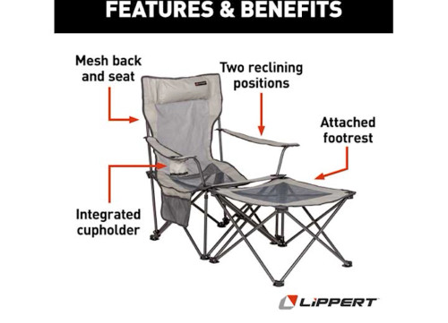 LIPPERT CAMPFIRE 2 POSITION PADDED RECLINER WITH OTTOMAN, SAND|2022114829