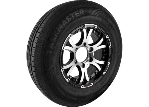 TASKMASTER ST225/75R15 LRD RAMBLER TRAILER TIRE ON 15X6 6X5.5 BLK LIP/FACE ALUM VIKING WHEE|B-22575R150D-F-60655BMBB2