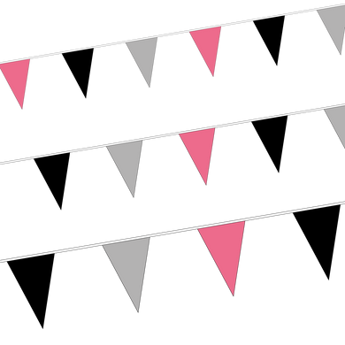 10m Clearance Bunting (Pink, Black, Grey)