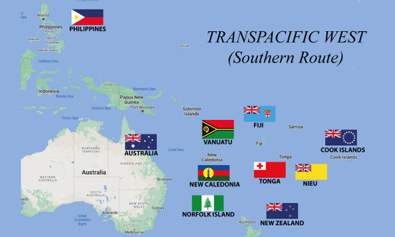 Transpacific West, Southern Route (10 Flags)