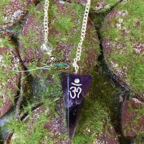 Amethyst Pendulum 
Chakras - 7th crown, 6th 3rd eye, and 4th heart
Ah Amethyst. It relaxes all of you. The words to describe Amethyst are homey, loving, protective, calming, and super Zen. The world famous purple crystal (part of the Quartz family) encourages spiritual awakenings, gives insight, helps alleviate sadness / grief, and quiets the mind. In meditation, Amethyst can be placed on the body or in the aura for healing. Ultimately, Amethyst relaxes the body and mind together. Copyright © DeMarco,J. (2019) High Vibes Crystal Healing. Florida: Llewellyn Publishing
Stone is chosen, spiritually cleansed and packaged with an abundance of gratitude and high vibe positive energy. 
 Crystal #7, page 53, of Jolie DeMarco's book High Vibes Crystal Healing  by Llewellyn Publishing  
***Size is similar to a quarter, (as pictured) varies due to the cut and structure of the stone. 
 