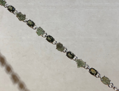 Genuine Moldavite Multi faceted Bracelet