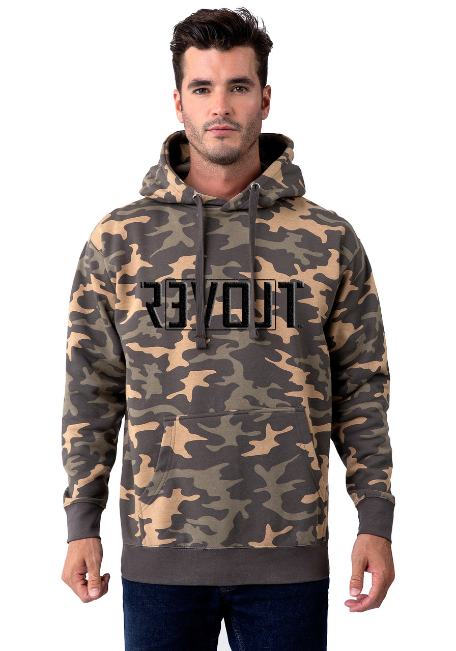 Khaki Camo Print Oversized Zip Up Hoodie